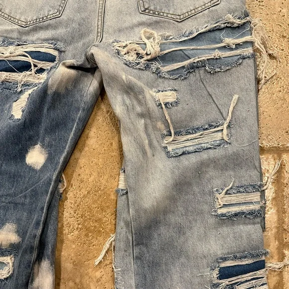Who Decides War WDW Final Destination Patch Crystal / Rhinestone Distress Denim
